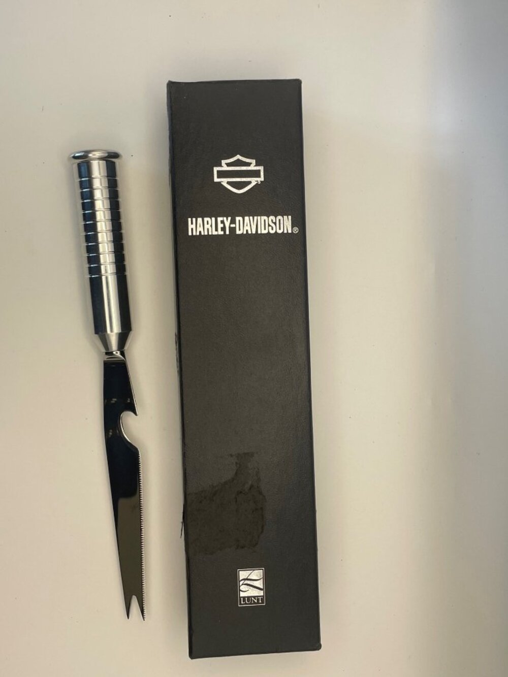 Lunt Harley Davidson Stainless Steel Bar Knife Bottle Opener Olive Pick 8 in